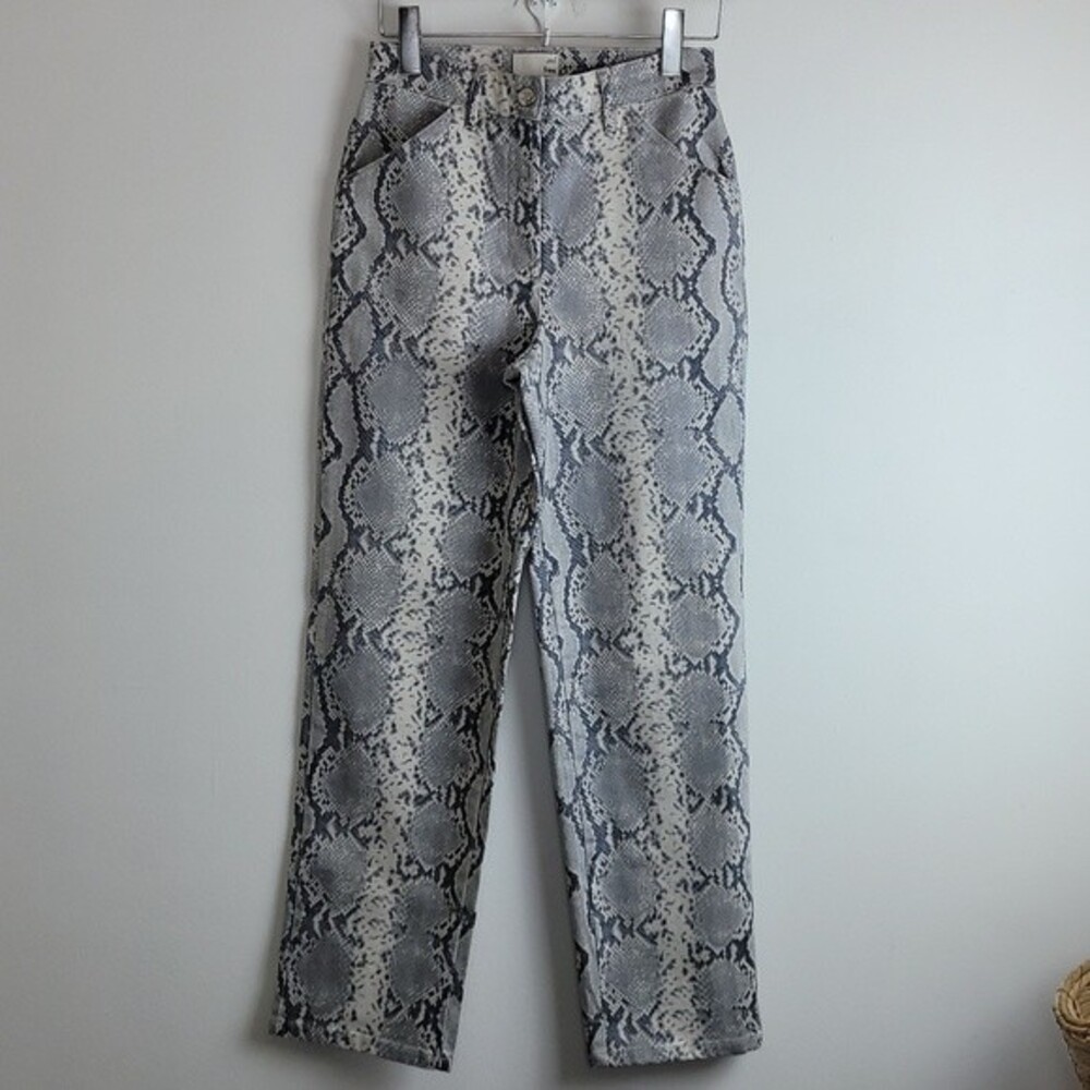 Wilfred Free Kelsey Grey Snake Print High Rise Straight Crop Jean Sz 2